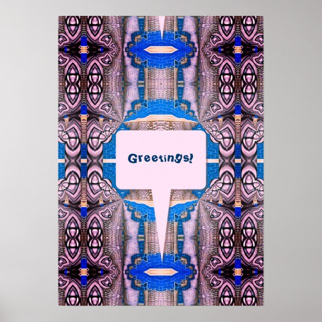 Psychedelisches Fun Fraktal Muster & Text Poster (Vorne)