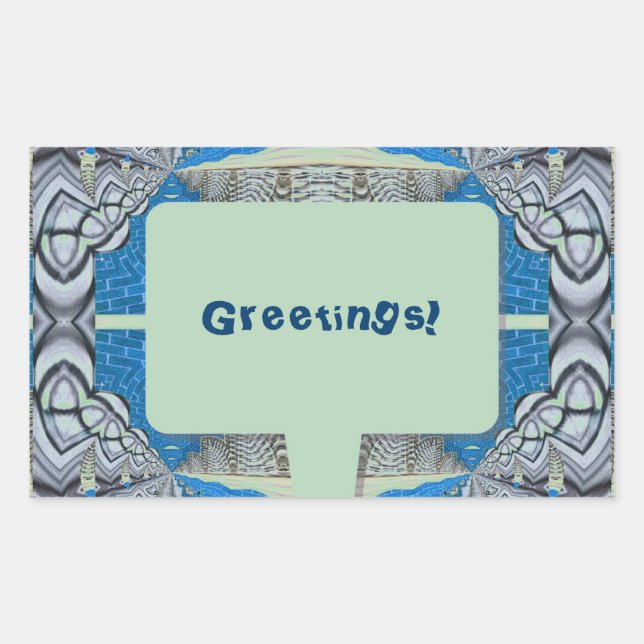 Psychedelisches Fun Fraktal Muster & Text Rechteckiger Aufkleber (Vorderseite)