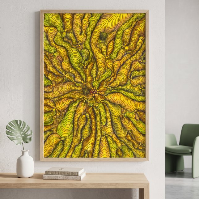 Psychedelisches Gelb Organische Illusion Maximalis Poster (Von Creator hochgeladen)