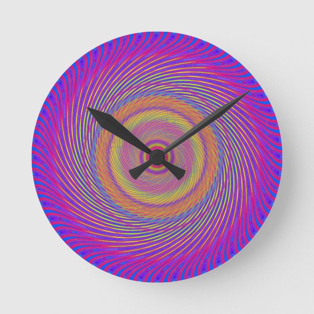 Psychedelisches gewundenes Muster: Runde Wanduhr (Vorderseite)