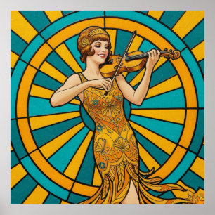 Psychedelisches Gitarristenposter Lebendige Retro- Poster