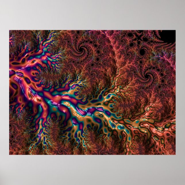 Psychedelisches Groovy Trippy Funky Colorful Frakt Poster (Vorne)
