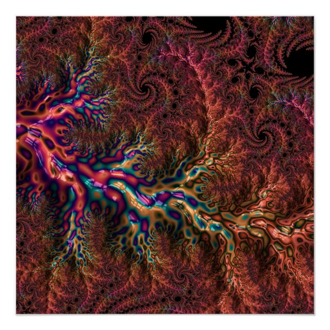 Psychedelisches Groovy Trippy Funky Colorful Frakt Poster (Vorderseite)