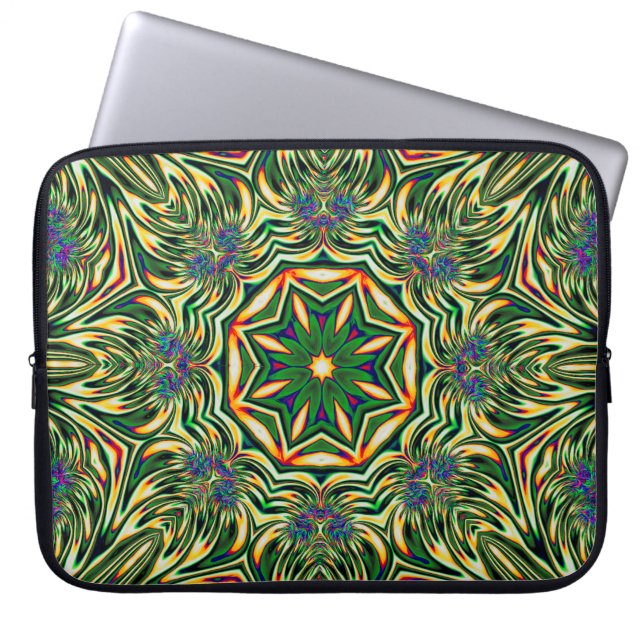 Psychedelisches grünes abstraktes Muster des Laptopschutzhülle (Vorderseite)