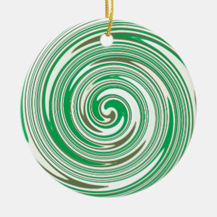 Psychedelisches grünes Pinwheel-Design Keramikornament