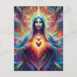 Psychedelisches Heiliges Herz von Mary Postkarte