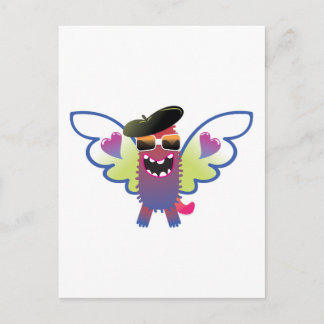 Psychedelisches Hippie-Engelmonster Postkarte