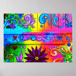 Psychedelisches Hippie-Wandposter Poster
