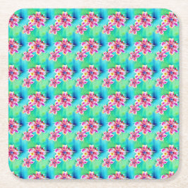 Psychedelisches Jugendstil-Floral Wasserfarben-Mus Rechteckiger Pappuntersetzer