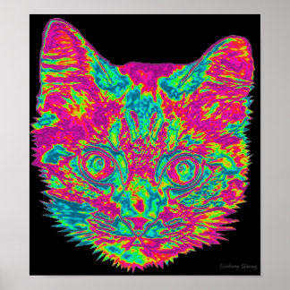 Psychedelisches Katzenposter Poster