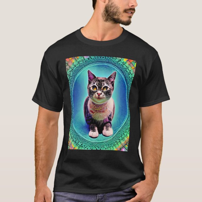 Psychedelisches Kitzel-Kätzchen im Katzenstil 1 T-Shirt (Vorderseite)