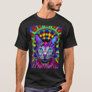 Psychedelisches Kitzel-Kätzchen im Katzenstil 4 T-Shirt