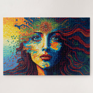 Psychedelisches Kunstportrait einer Frau Puzzle