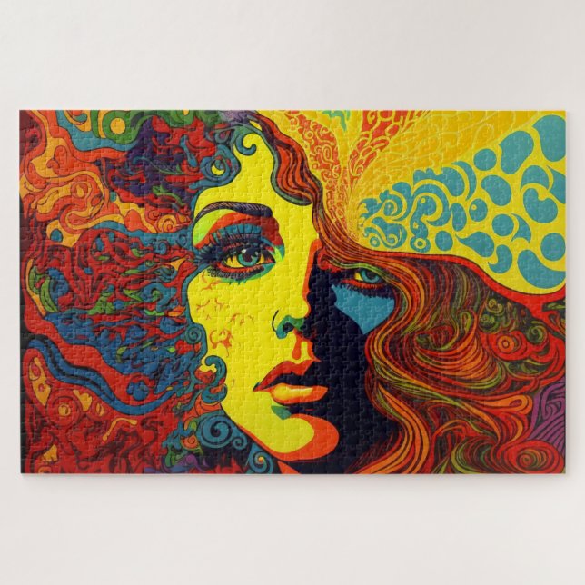 Psychedelisches Kunstportrait Puzzle (Horizontal)