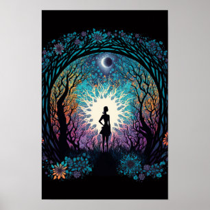Psychedelisches Mandala-Wald-Frauen-Poster Tripp Poster