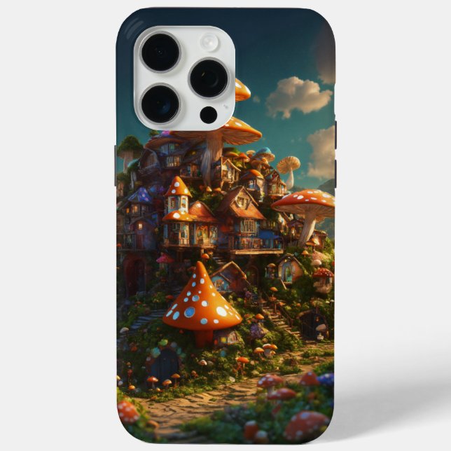 Psychedelisches Mushroom-Dorf - aufwändiges 3D-Ren Case-Mate iPhone Hülle (Rückseite)