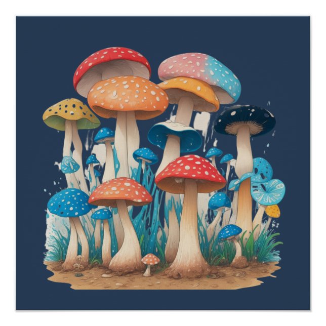 Psychedelisches Mushroom-Shirt | Botanisch Poster (Vorderseite)