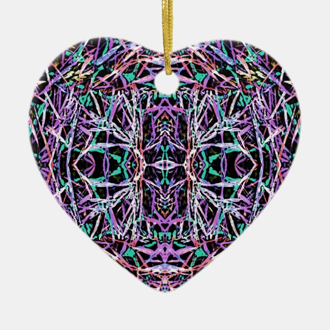 Psychedelisches Muster in Rosa Keramik Ornament (Vorne)