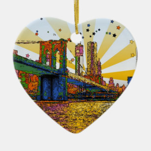 Psychedelisches New York City: Brooklyn Bridge, WT Keramikornament