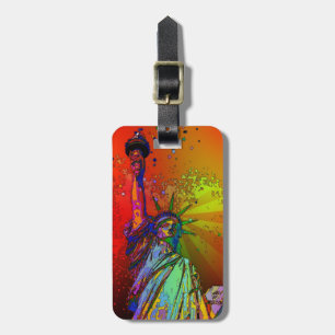 Psychedelisches NYC Regenbogen-Farbfreiheitsstatue Gepäckanhänger