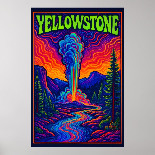 Psychedelisches Old Faithful Poster (Vorne)
