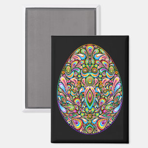 Psychedelisches Osterei-Design Kinder Bio-T-Shirt Magnet