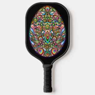 Psychedelisches Osterei-Design Kinder Bio-T-Shirt Pickleball Schläger