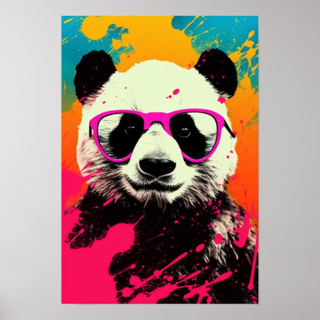 Psychedelisches Panda Poster - Meridisierender Pan (Vorne)