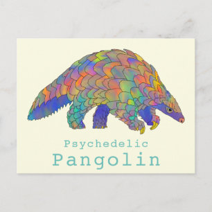Psychedelisches Pangolin Gefährdete Art Tierkunst Postkarte