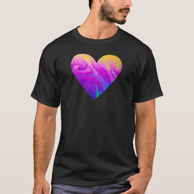 Psychedelisches Party Liquid Heart T-Shirt (Vorderseite)