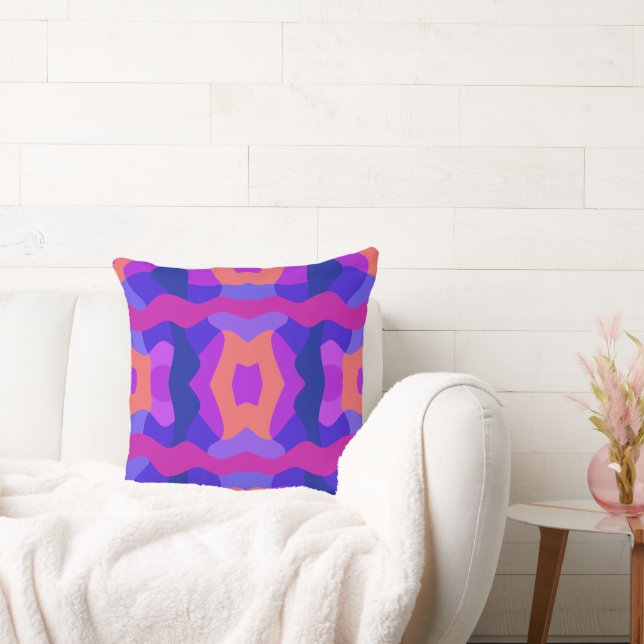 Psychedelisches Patchwork Lila Rosa Orange Kissen (Liege)