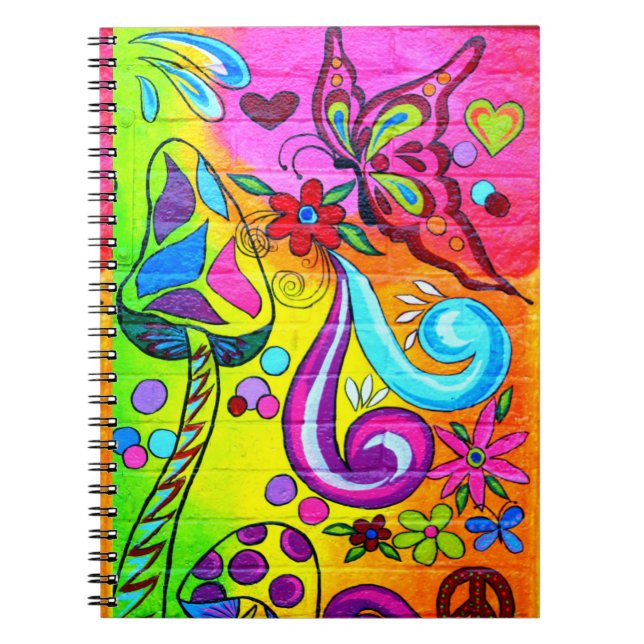 Psychedelisches Pilz-Liebe-Notebook Notizblock (Vorderseite)