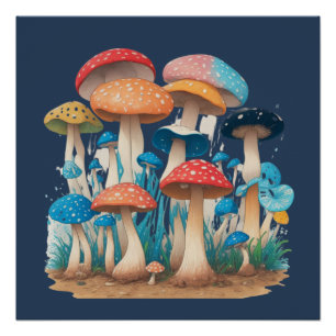 Psychedelisches Pilz-Shirt Botanisch Poster