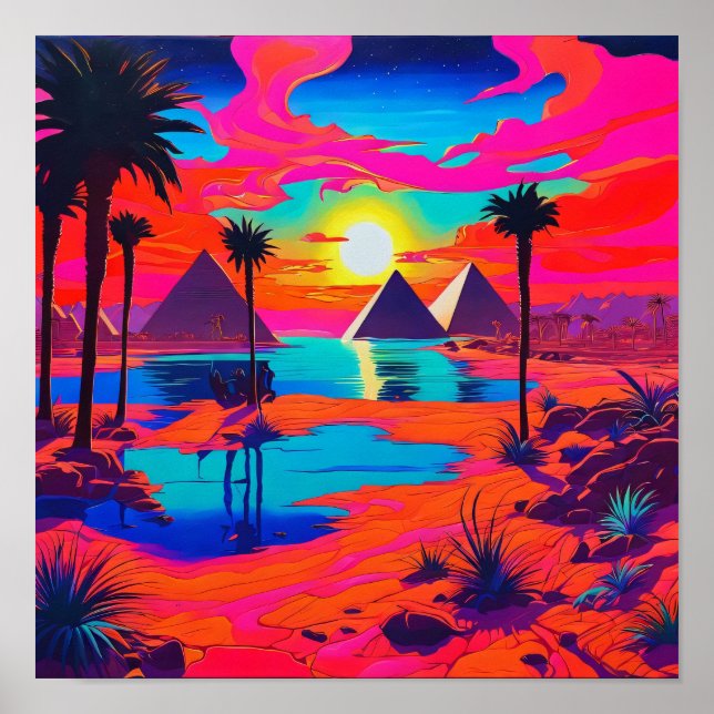 Psychedelisches Poster Art Ägyptische Landschaft (Vorne)