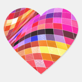 Psychedelisches Quadratmuster Herz-Aufkleber