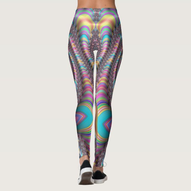 Psychedelisches Rainbow Unicorn Nautilus 3D-Frakta Leggings (Rückseite)