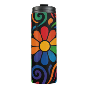 Psychedelisches Regenbogen-Muster Thermosbecher