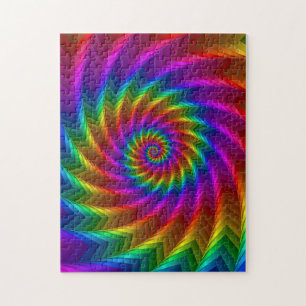 Psychedelisches Regenbogen-Spiralen-Puzzlespiel Puzzle