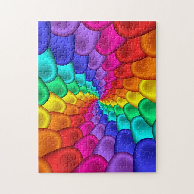 Psychedelisches Regenbogen-Spiralen-Puzzlespiel Puzzle (Vertikal)