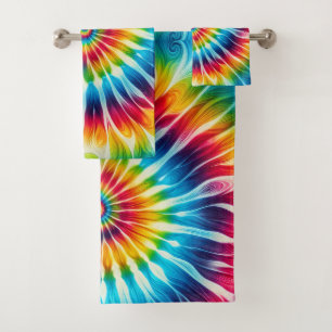 Psychedelisches Regenbogen-Tie-Dye-Handtuch-Set Badhandtuch Set