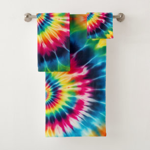 Psychedelisches Regenbogen-Tie-Dye-Handtuch-Set Badhandtuch Set