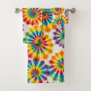 Psychedelisches Regenbogen-Tie-Dye-Handtuch-Set Badhandtuch Set