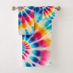 Psychedelisches Regenbogen-Tie-Dye-Handtuch-Set Badhandtuch Set