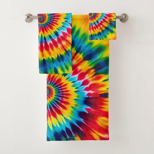 Psychedelisches Regenbogen-Tie-Dye-Handtuch-Set Badhandtuch Set (Insitu)