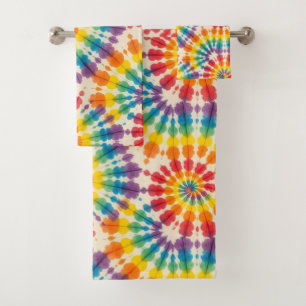 Psychedelisches Regenbogen-Tie-Dye-Handtuch-Set Badhandtuch Set