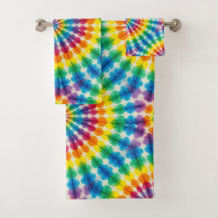 Psychedelisches Regenbogen-Tie-Dye-Handtuch-Set Badhandtuch Set