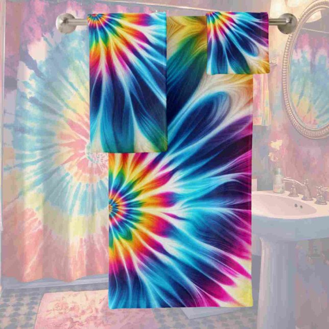 Psychedelisches Regenbogen-Tie-Dye-Handtuch-Set Badhandtuch Set (Von Creator hochgeladen)