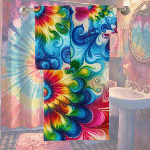 Psychedelisches Regenbogen-Tie-Dye-Handtuch-Set Badhandtuch Set