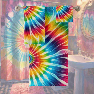 Psychedelisches Regenbogen-Tie-Dye-Handtuch-Set Badhandtuch Set