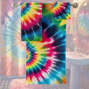 Psychedelisches Regenbogen-Tie-Dye-Handtuch-Set Badhandtuch Set